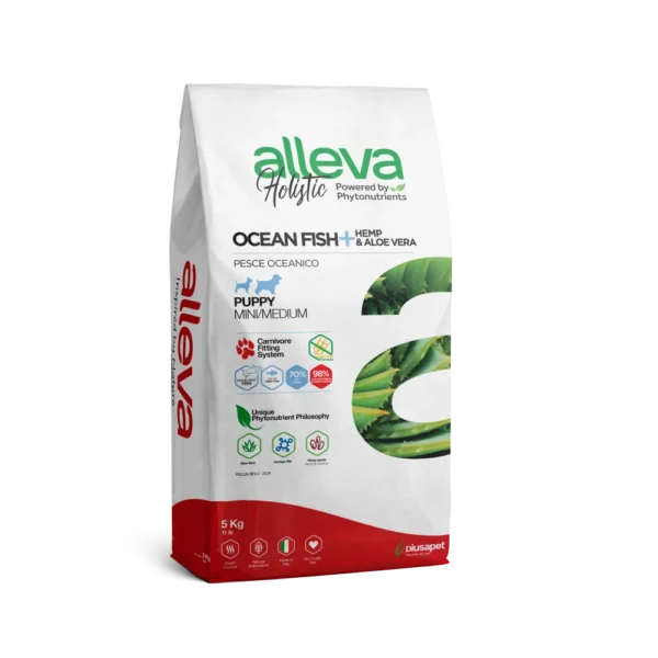 Crocchette per Cani Puppy Ocean Fish + Canapa & Aloe Vera - Mini/Medium | Holistic 5 KG